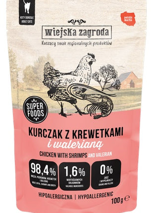 Wiejska Zagroda Kot Kurczak z krewetkami i walerianą saszetka 100g