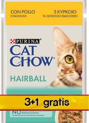 Purina Cat Chow Hairball Kurczak saszetki 3+1 GRATIS 4x85g