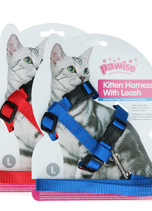 Pawise Kitten Harness With Leash Red/Blue