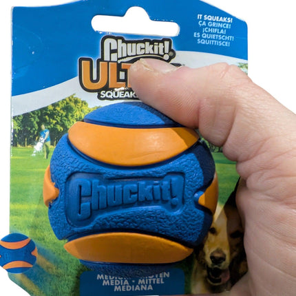 Chuckit Ultra Squeaker Ball - Nästan oförstörbar boll med pip - Olika storlekar