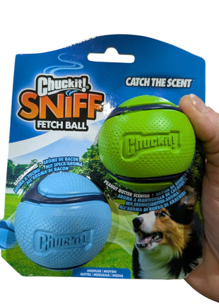 Chuckit Sniff Apportboll Combo – Apportbollar med doft av jordnötssmör och bacon – 6 cm (2 st)