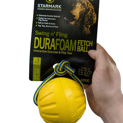 Starmark Swing 'N Fling Durafoam Apportboll på Rep - Praktiskt taget Oförstörbar