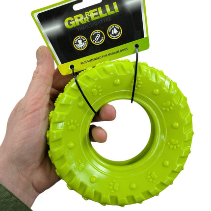 Happy Pet Grrrelli Däck Grön - Rolig bildäcksleksak för hundar