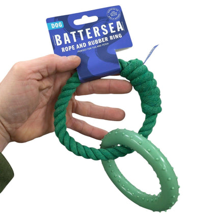 Battersea Ring Gummi/Rep Grön - Billiga hundleksaker
