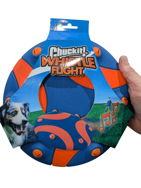 Chuckit Whistle Frisbee - Stor frisbee med roligt ljud - För medelstora och stora hundar