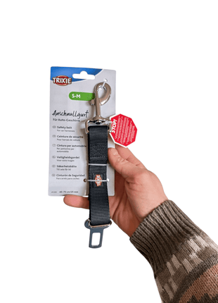 Trixie svart kort koppel för säker bilkörning - med karbinhake för att fästa selen - 45-70 cm