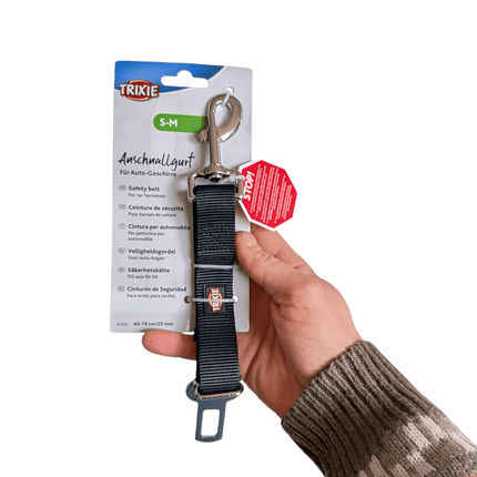 Trixie svart kort koppel för säker bilkörning - med karbinhake för att fästa selen - 45-70 cm