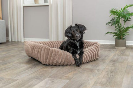 Trixie Hundkorg Lonni Ribbed Velvet Square Ljusbrun